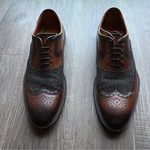 Taft Brown and Gray Oxford Shoes with Wingtip Design